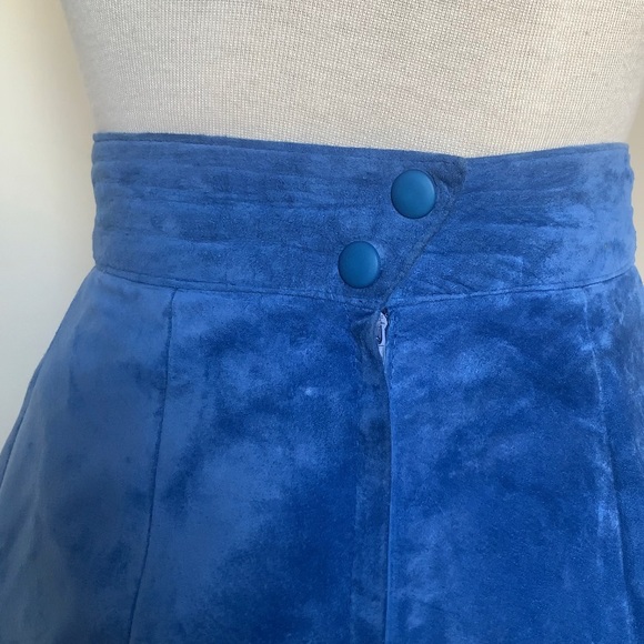 Electric Blue Suede Mini Skirt - Picture 2 of 6